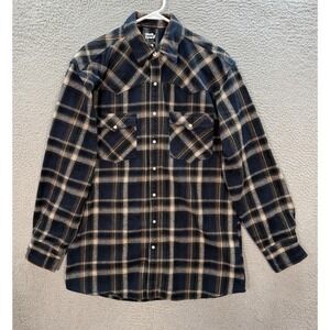 Work N Sport Shirt Adult LT Multicolor Plaid Flannel Pearl Snap Western Rodeo